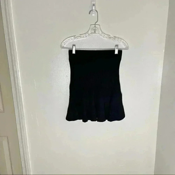 Free People Solid Gold Ribbed Mini Skirt Black Neutral A-Line Size XS - Picture 2 of 6